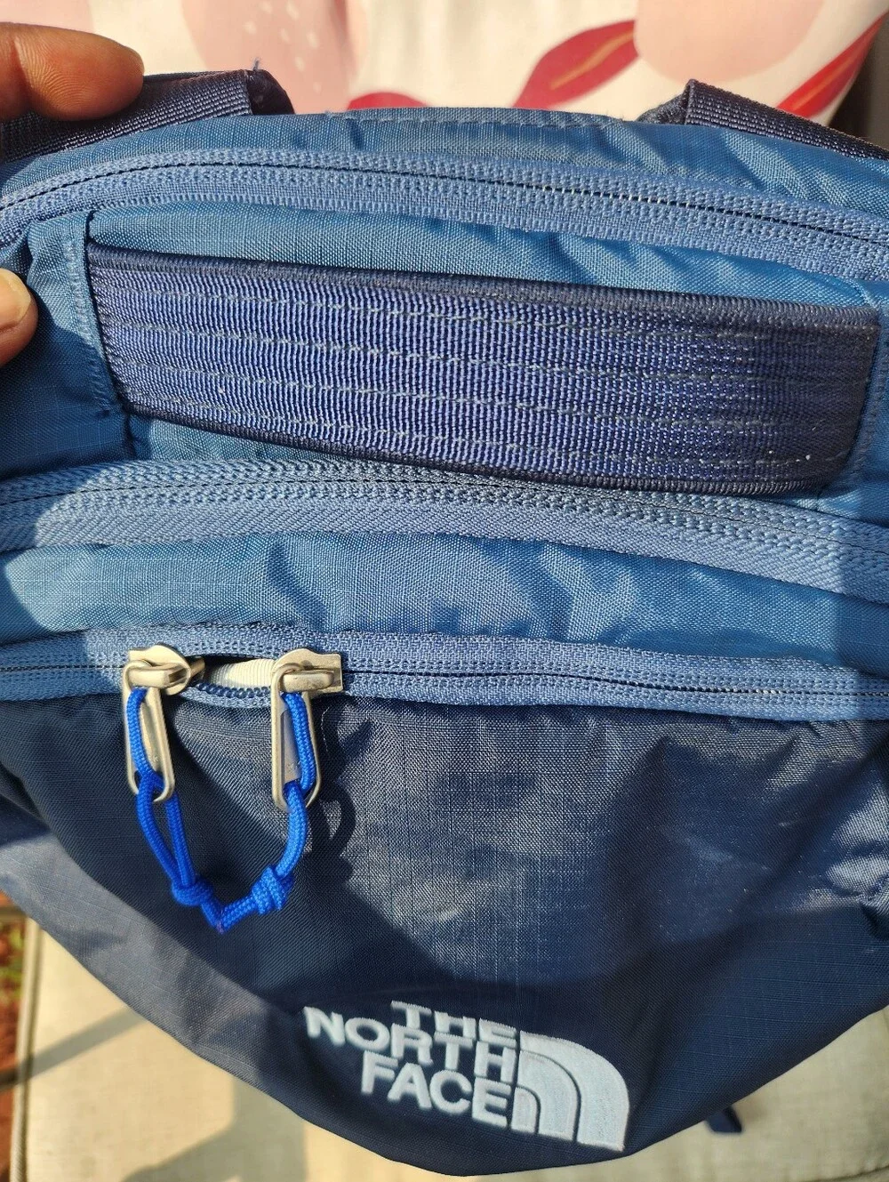 The North Face Borealis Backpack in Navy and Light Gray with Blue Bungee EUC